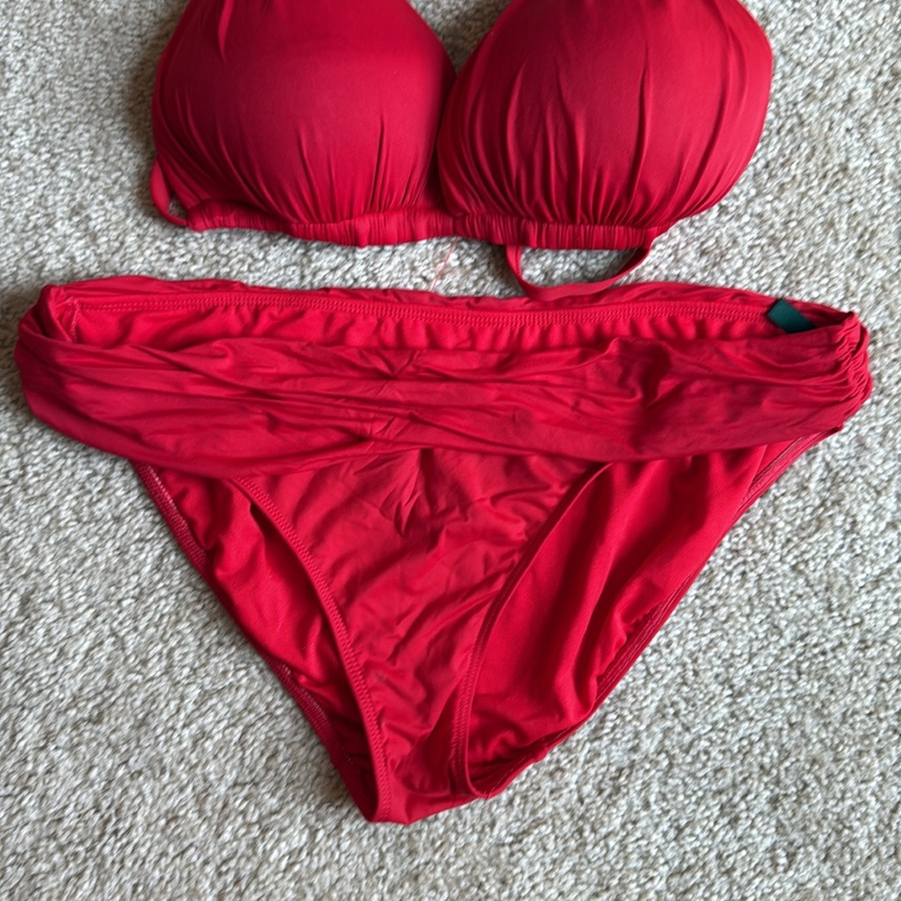 Lauren Ralph Lauren Red Swimwear bikini swim bathing suit size 14 - Picture 2 of 8